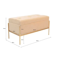Bank Buttons Storage Beige Klein Sitzbänke