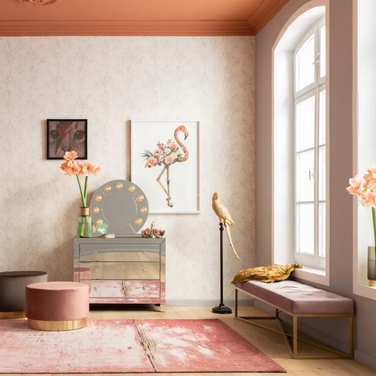 Bank Crossover Rose Messing 150X40Cm Sitzbänke