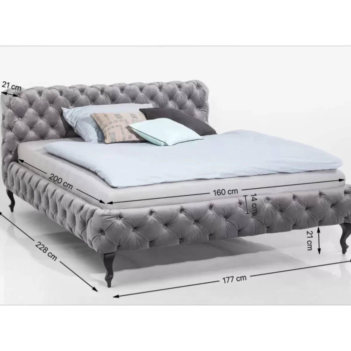 Online Bett Desire Velvet Silbergrau 160X200 Cm Betten