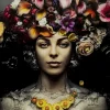 Online Bild Glas Flower Art Lady 120X120Cm Bilder