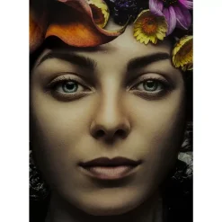 Online Bild Glas Flower Art Lady 120X120Cm Bilder