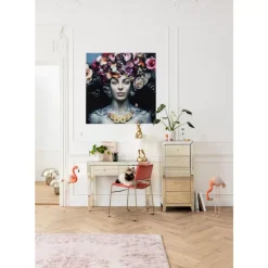 Online Bild Glas Flower Art Lady 120X120Cm Bilder