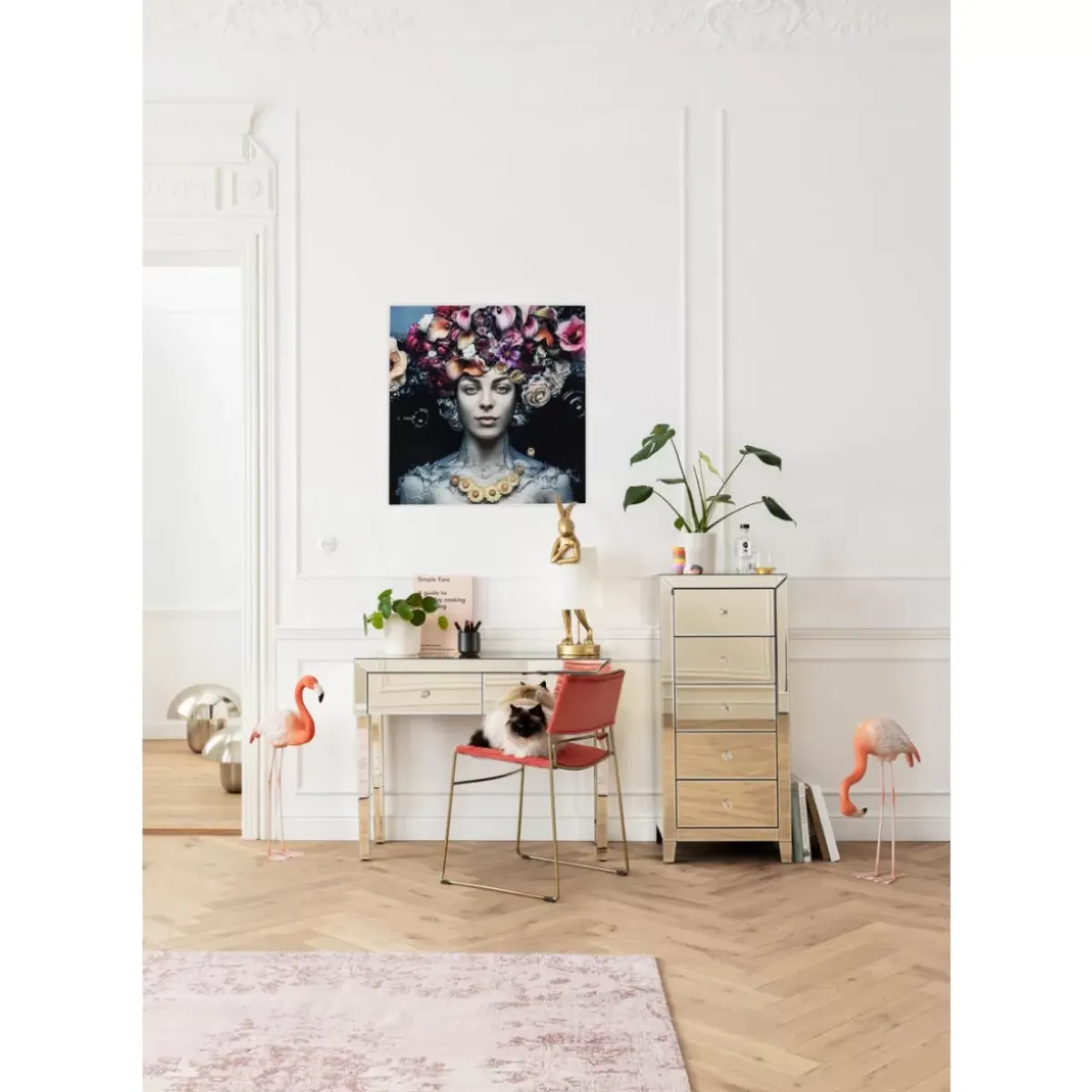 Best Bild Glas Flower Art Lady 80X80Cm Bilder