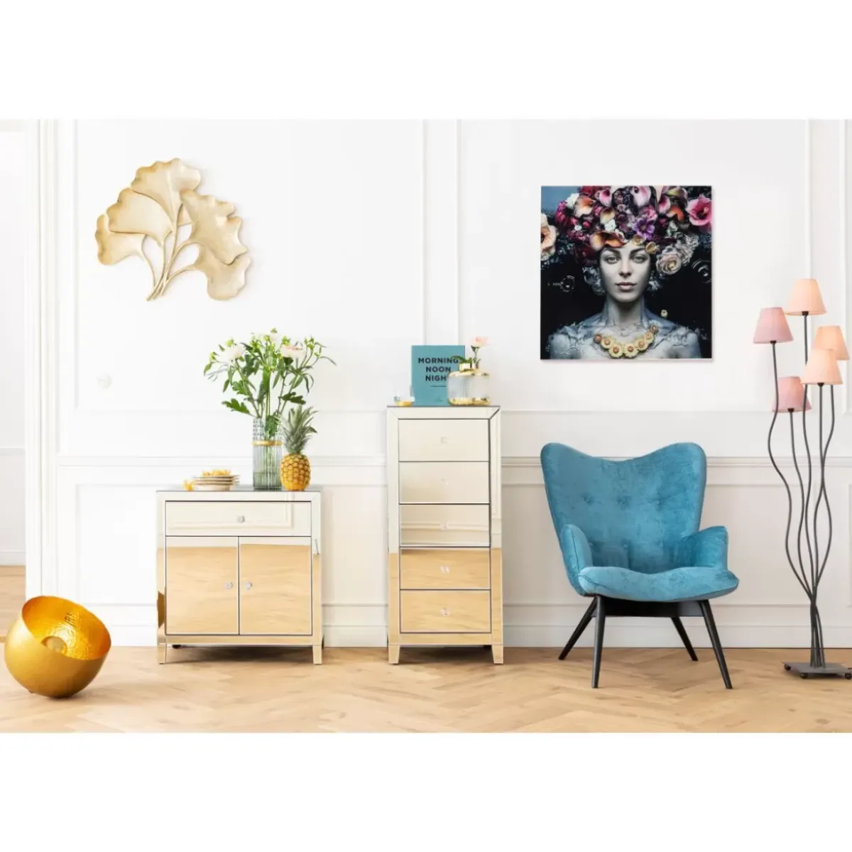Best Bild Glas Flower Art Lady 80X80Cm Bilder