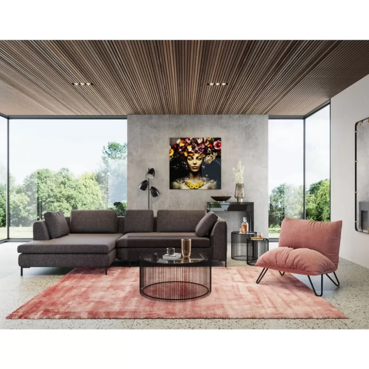 Best Bild Glas Flower Art Lady 80X80Cm Bilder
