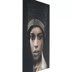 Discount Bild Glas Royal Headdress Face 150X100Cm Bilder