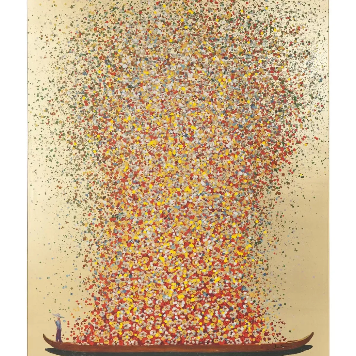 Bild Touched Flower Boat Gold Rot 80X100Cm Bilder