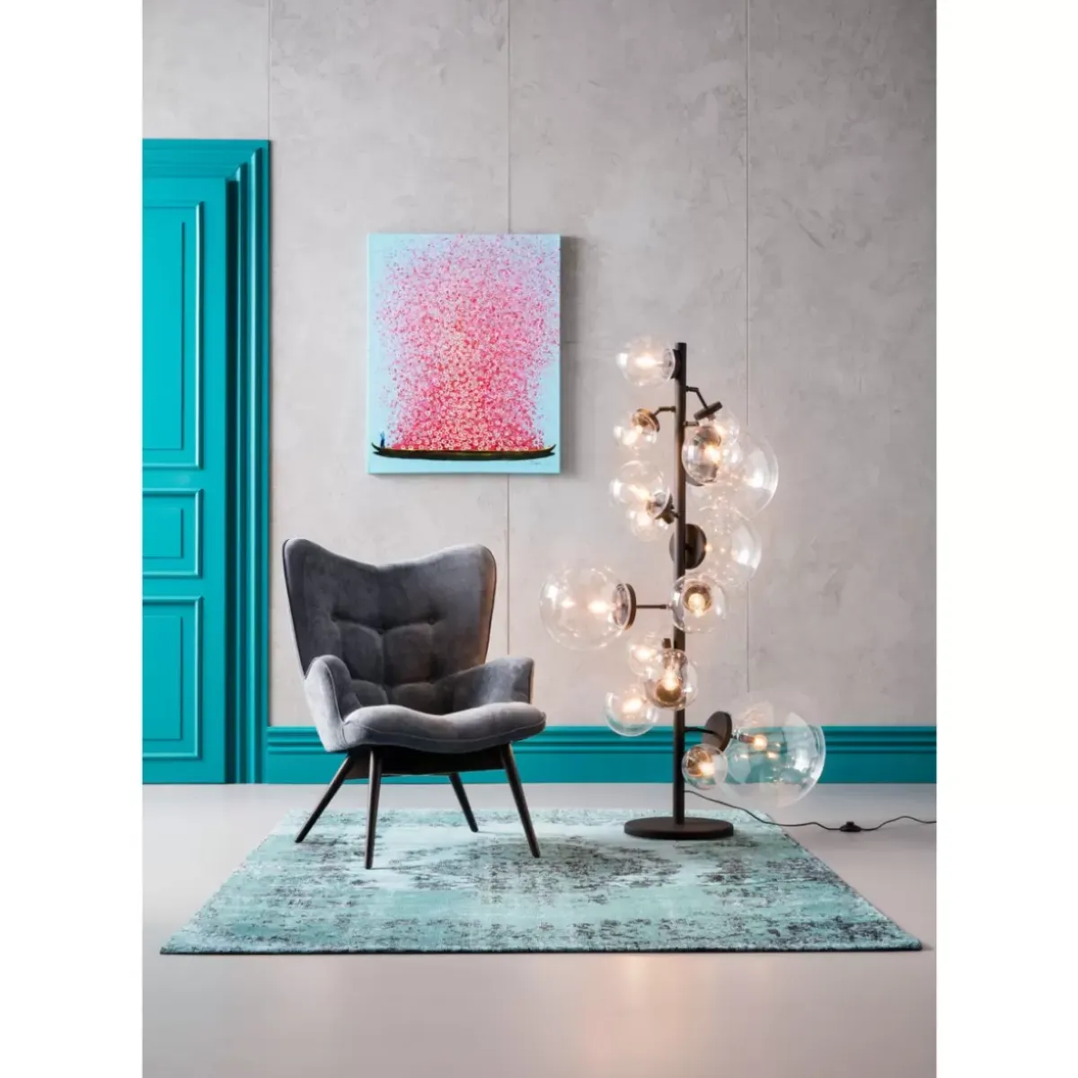 Outlet Bild Touched Flower Boat Blau Pink 80X100Cm Bilder