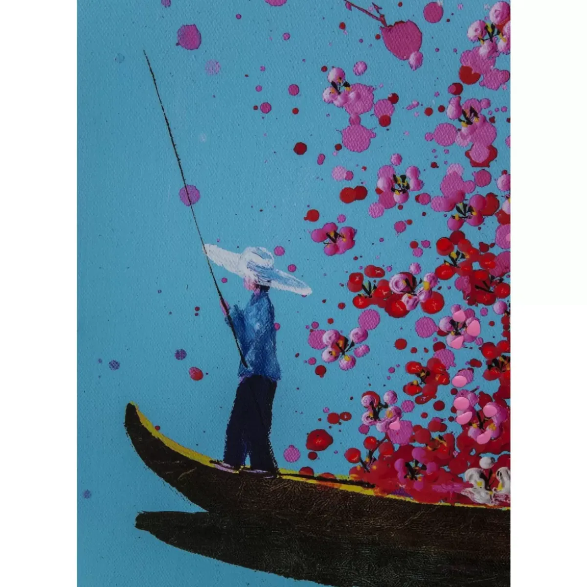 Discount Bild Touched Flower Boat Blau Pink 160X120Cm Bilder
