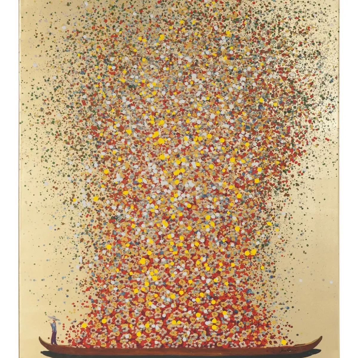 Clearance Bild Touched Flower Boat Gold Rot 120X160Cm Bilder