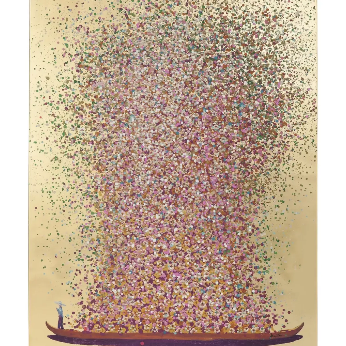 Outlet Bild Touched Flower Boat Gold Pink 100X80Cm Bilder