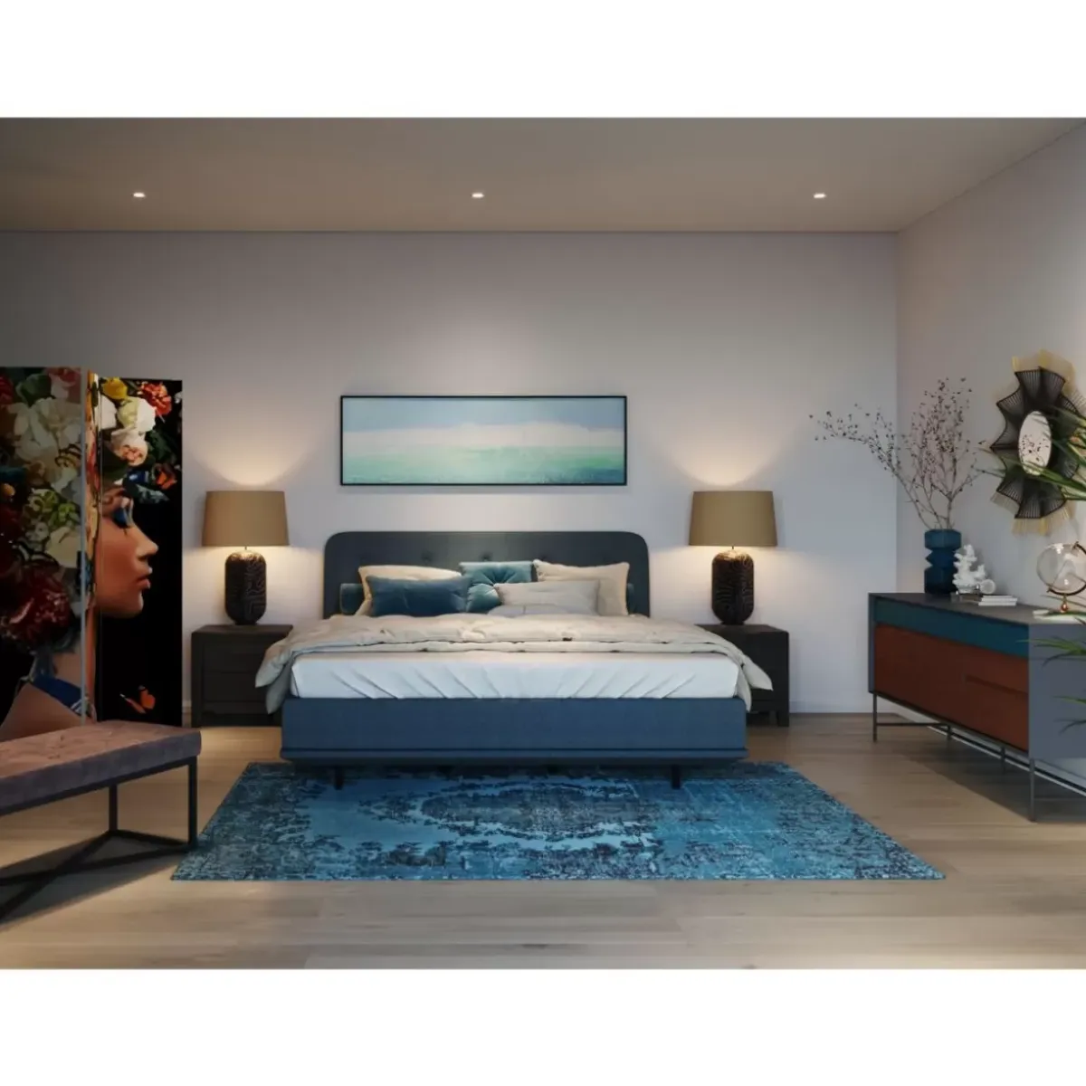 Outlet Boxspringbett Luna Blau 180X200Cm Betten
