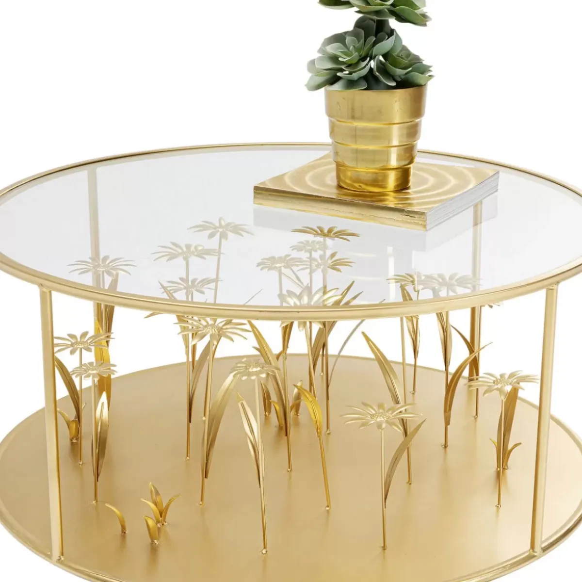 Discount Couchtisch Flower Meadow Gold O80 Tische