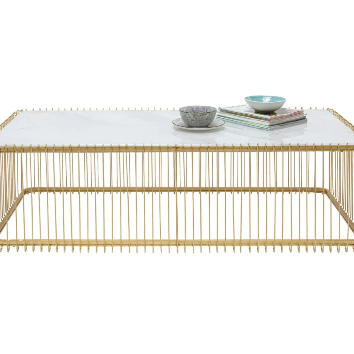 Online Couchtisch Wire Glas Marble Weis 145X70Cm Tische