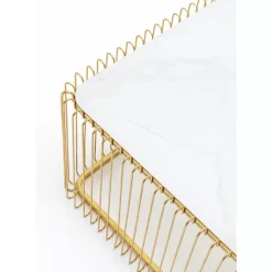 Online Couchtisch Wire Glas Marble Weis 145X70Cm Tische