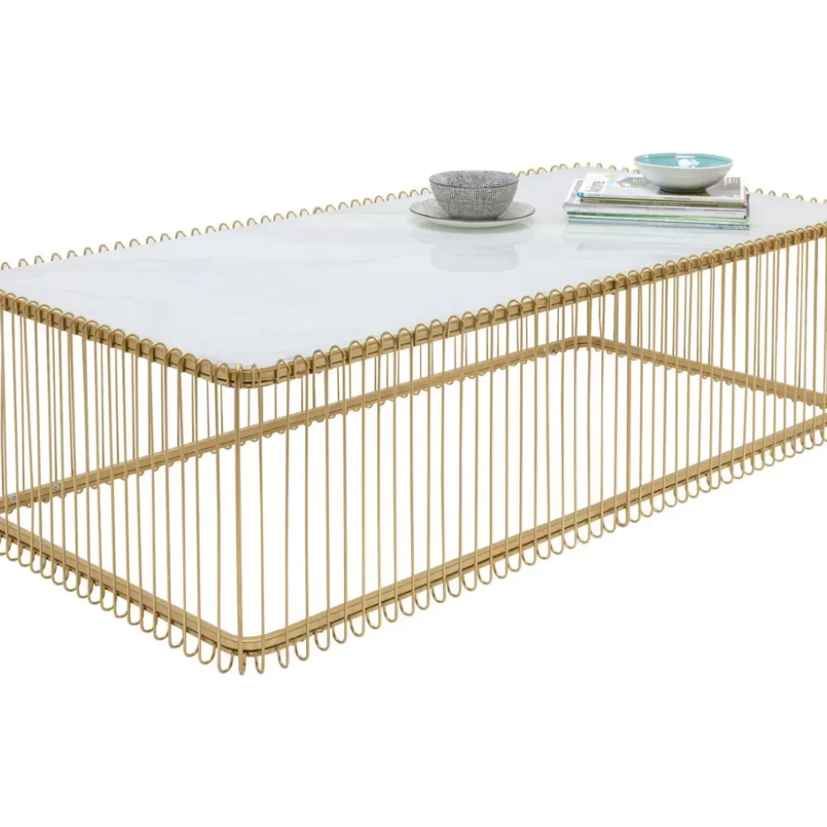 Online Couchtisch Wire Glas Marble Weis 145X70Cm Tische