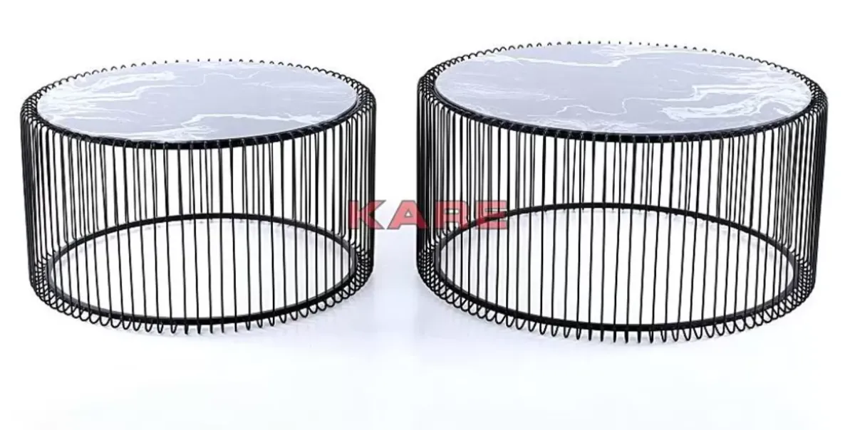 Couchtisch Wire Glas Marble Schwarz (2/Set) Tische