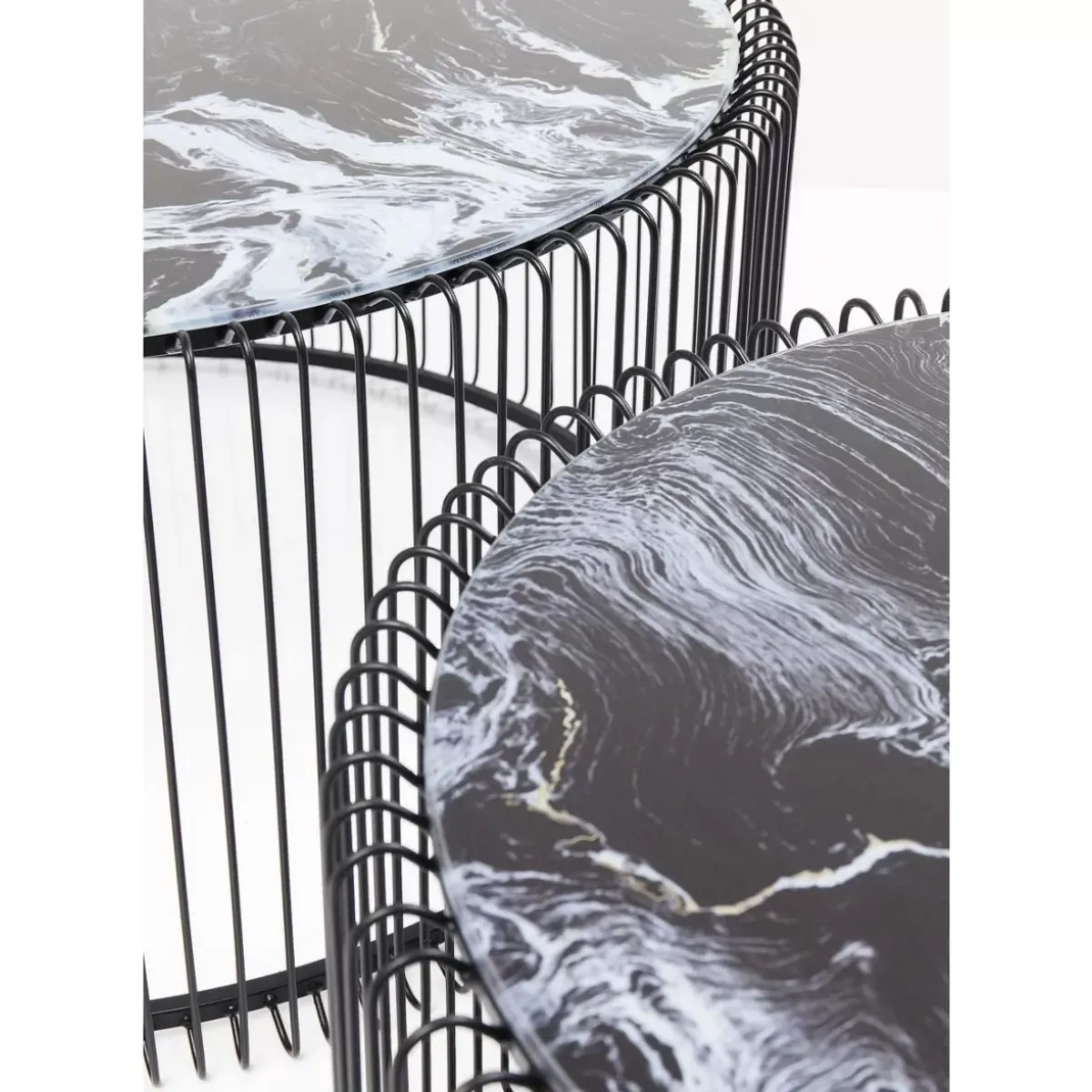 Couchtisch Wire Glas Marble Schwarz (2/Set) Tische
