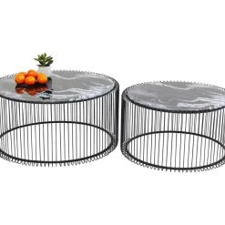 Couchtisch Wire Glas Marble Schwarz (2/Set) Tische
