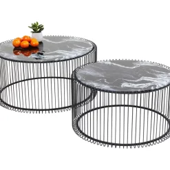 Couchtisch Wire Glas Marble Schwarz (2/Set) Tische