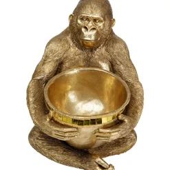 Outlet Deko Figur Gorilla Holding Bowl Gold Deko & Geschenkartikel