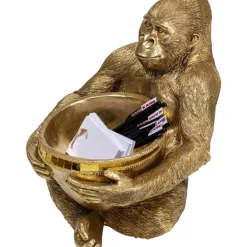 Outlet Deko Figur Gorilla Holding Bowl Gold Deko & Geschenkartikel