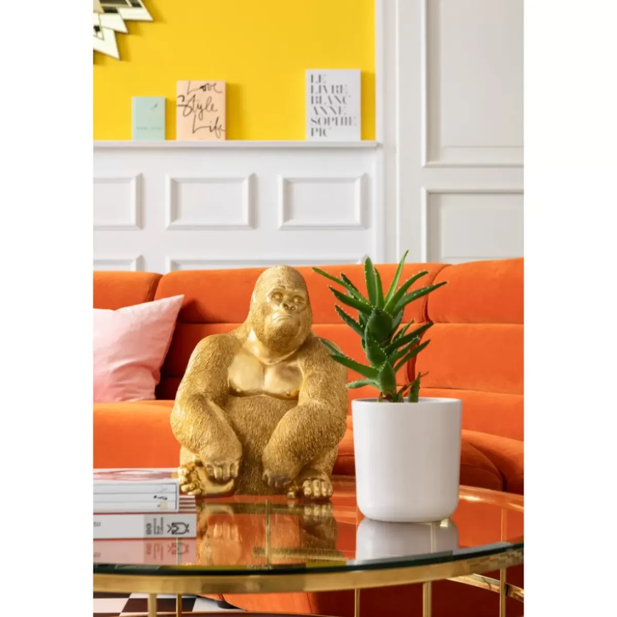 Discount Deko Figur Monkey Gorilla Side Medium Gold Deko & Geschenkartikel