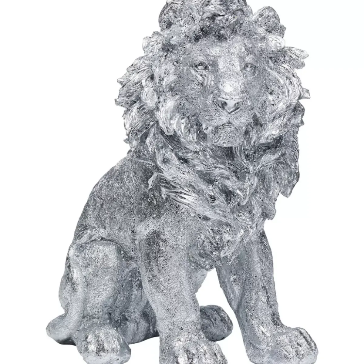 Online Deko Figur Sitting Lion Silber 42Cm Deko & Geschenkartikel