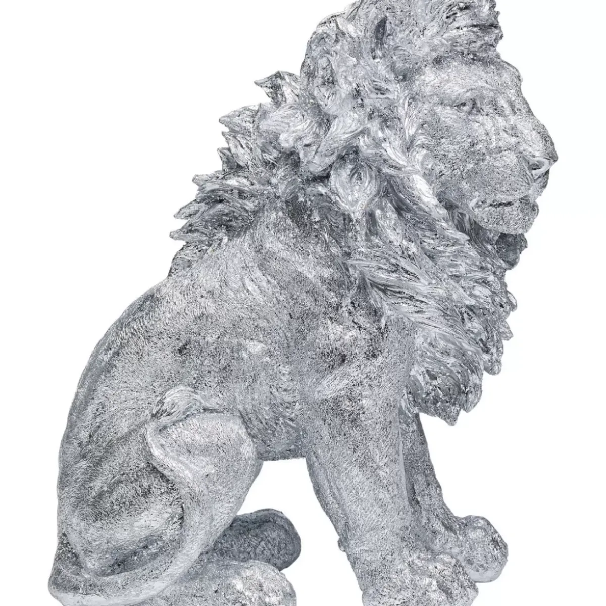 Online Deko Figur Sitting Lion Silber 42Cm Deko & Geschenkartikel