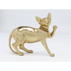 New Deko Figur Standing Cat Audrey Gold 29Cm Deko & Geschenkartikel