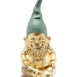Online Deko Figur Zwerg Sitting Gold Grun 19Cm Deko & Geschenkartikel