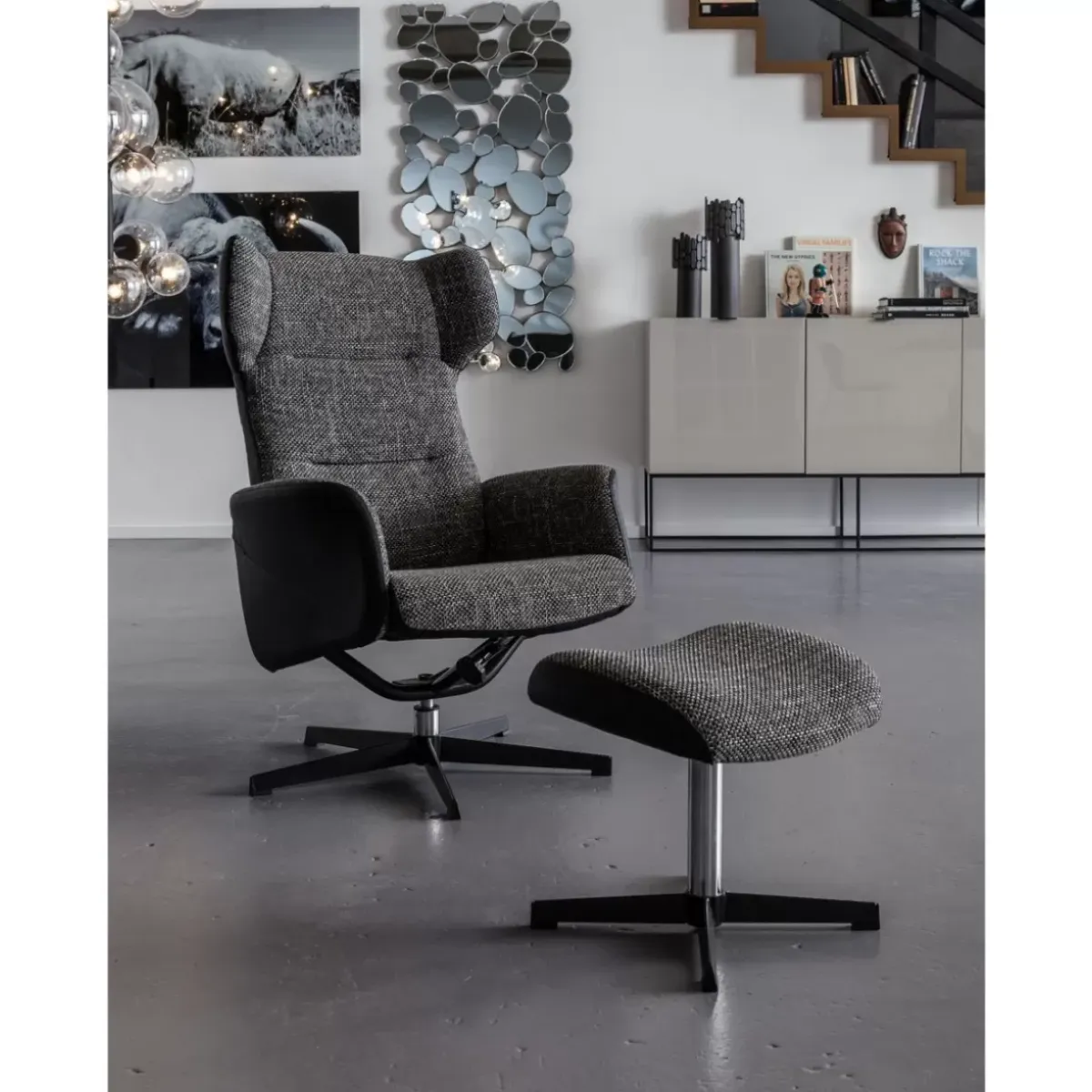 Outlet Drehsessel Mit Hocker Ohio Salt And Pepper Sessel