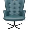 Online Drehsessel Oscar Leder Blau Sessel
