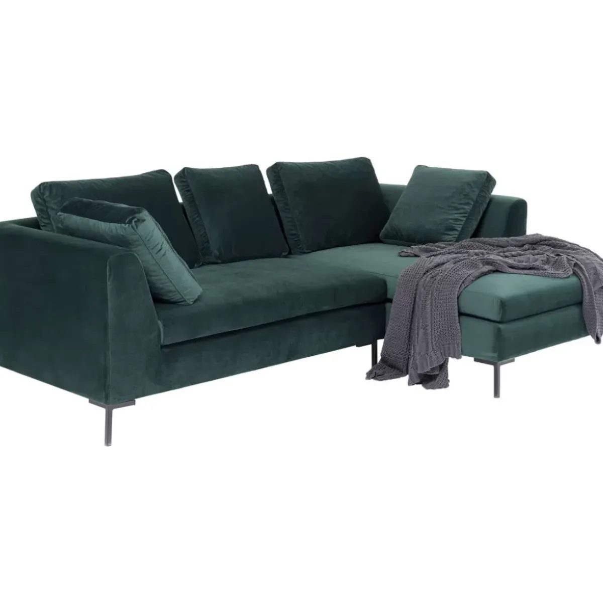 Discount Ecksofa Gianni Small Velvet Dunkelgrun Rechts Sofas & Couches