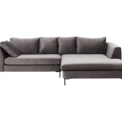Discount Ecksofa Gianni Velvet Grau Rechts Schwarz Sofas & Couches