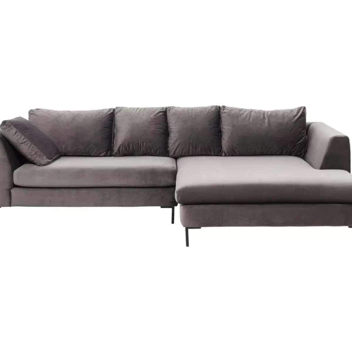 Discount Ecksofa Gianni Velvet Grau Rechts Schwarz Sofas & Couches