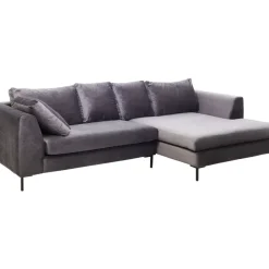 Discount Ecksofa Gianni Velvet Grau Rechts Schwarz Sofas & Couches