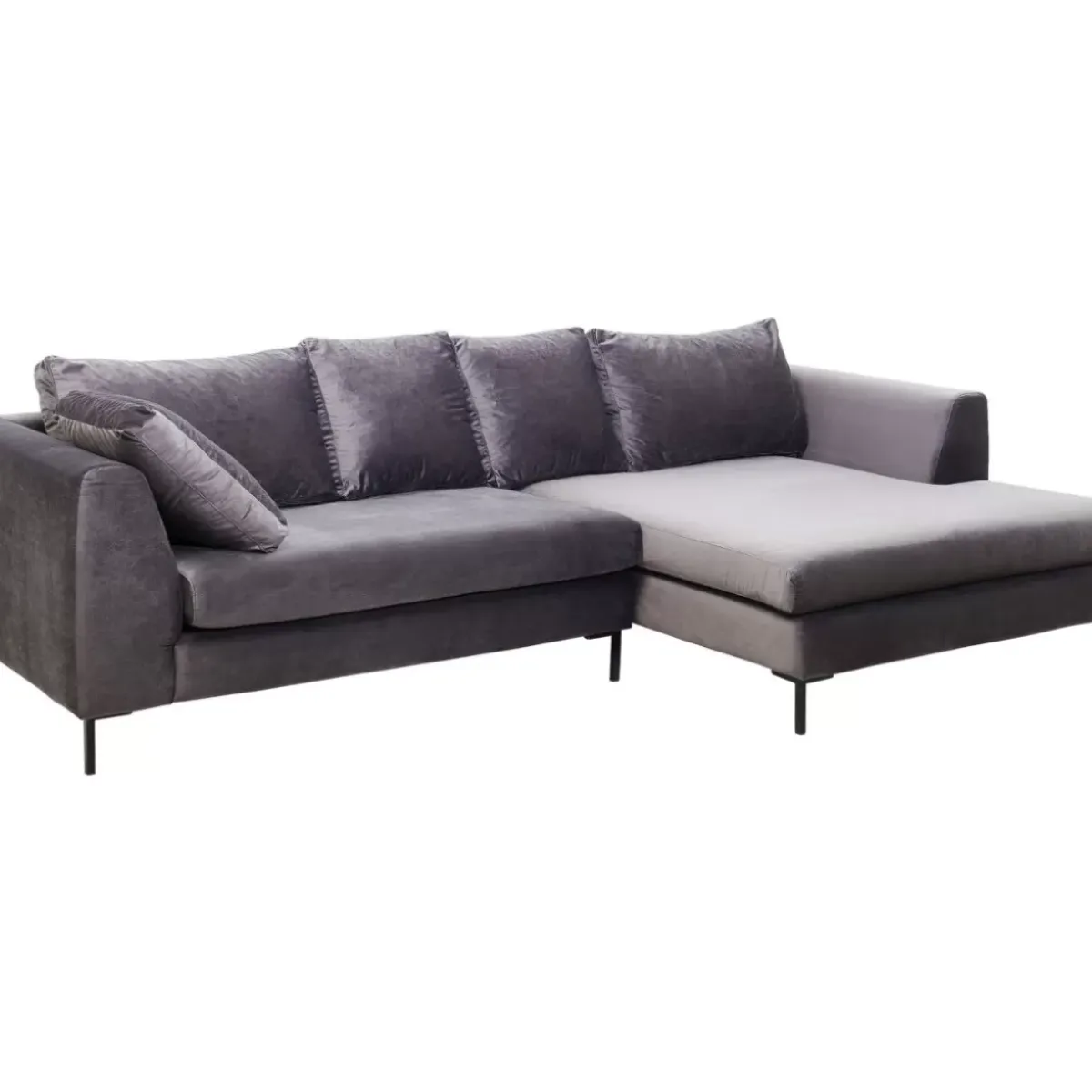 Discount Ecksofa Gianni Velvet Grau Rechts Schwarz Sofas & Couches