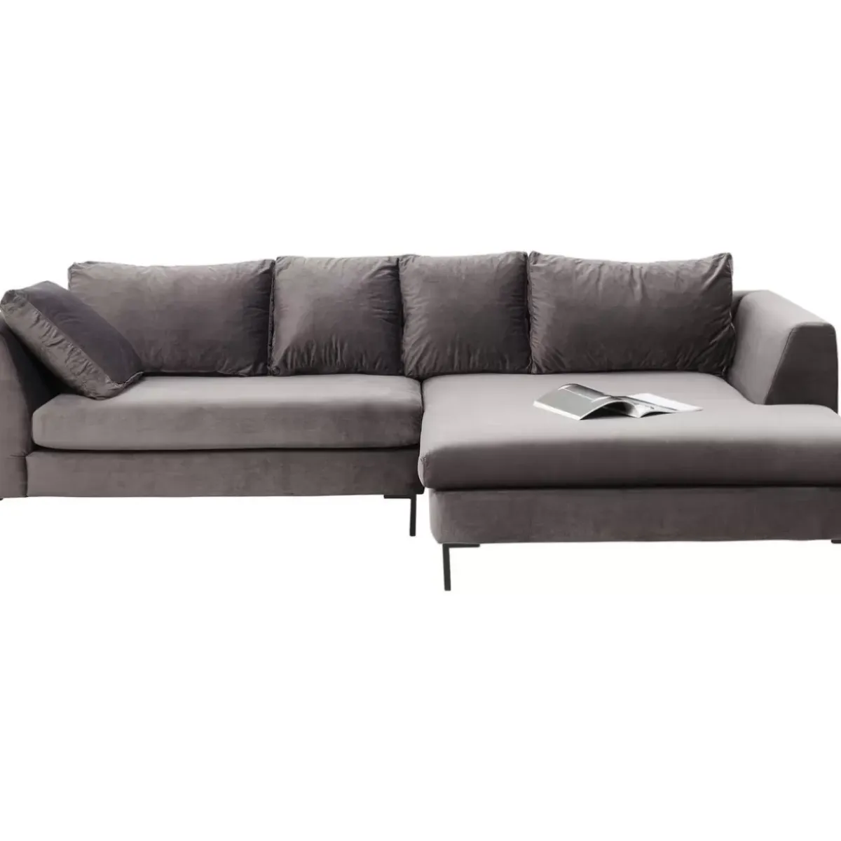 Discount Ecksofa Gianni Velvet Grau Rechts Schwarz Sofas & Couches