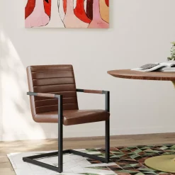 Freischwinger Lola Leder Braun Stühle