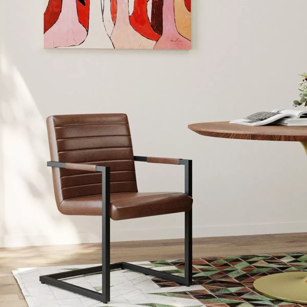 Freischwinger Lola Leder Braun Stühle
