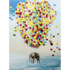 New Glasbild Balloon Elephant 100X150Cm Bilder