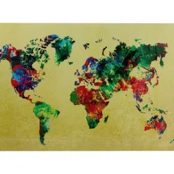 Glasbild Metallic Colourful Map 150X100Cm Bilder