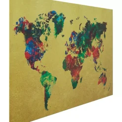Glasbild Metallic Colourful Map 150X100Cm Bilder