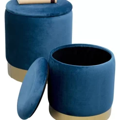 Best Hocker Cherry Storage Blau Brass (2/Set) Sitzbänke