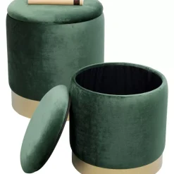 Discount Hocker Cherry Storage Dunkelgrun Brass (2/Set) Sitzbänke