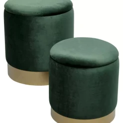 Discount Hocker Cherry Storage Dunkelgrun Brass (2/Set) Sitzbänke