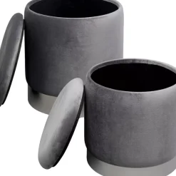 Hocker Cherry Storage Grau Silber (2/Set) Sitzbänke