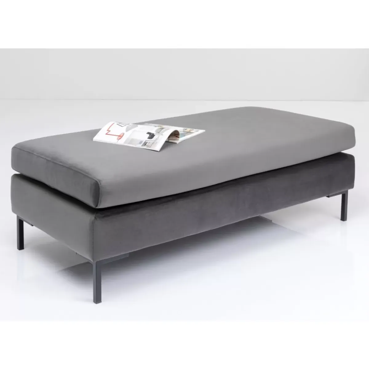 Clearance Hocker Gianni Velvet Grau Schwarz Sitzbänke