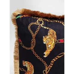 Kissen Tiger Chain Schwarz 45X45Cm Kissen